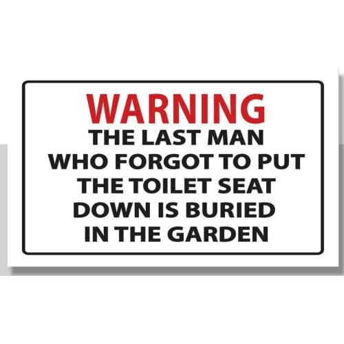 Metal Wall Plaque Toilet Seat Warning Sign Funny Humorous Bathroom Decor Print