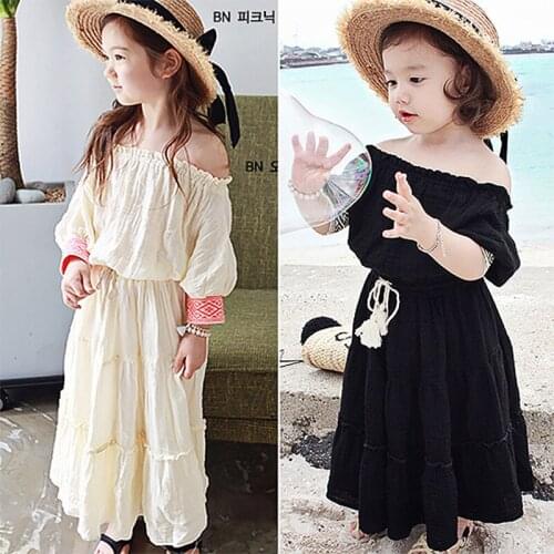 Fashion New Big Girl Spring Summer Dress Bohemia Long Dresses Kids Girls Clothing 4-16T