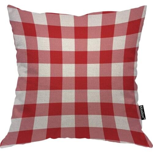 Moslion Throw Pillow Cover Gingham 18x18 Inch Pink White Buffalo Check Plaid Pattern Square Pillow Case Cushion Cover for Home