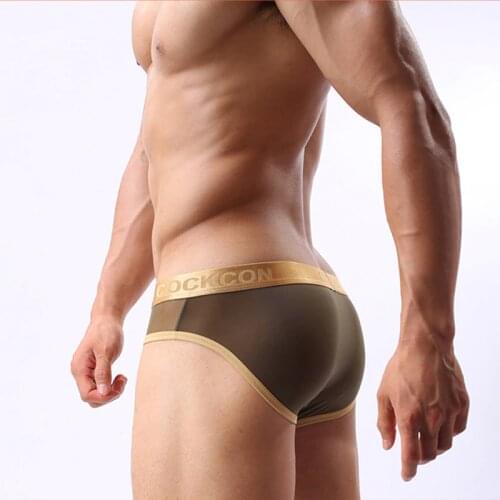 Mens underwear transparent briefs breathable low waist fashion mesh yarn sexy gay man pants pouch see through