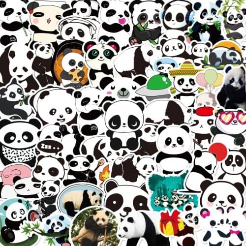 50Sheet/bag Panda Sticker Cute Anime Cartoon Children Reward Sticker Water Cup Laptop Luggage Waterproof Decorative Toy