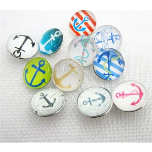 New 20pcs/lot Ginger Glass Boat Anchor Snap Buttons Fit 18mm Snap Jewelry pendants DIY Jewelry Bracelets&Bangles Charms