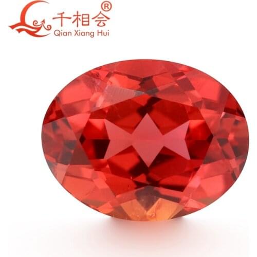 Oval shape artificial sapphire padparadscha color natural cut including minor cracks and inclusions corundum loose gem stone