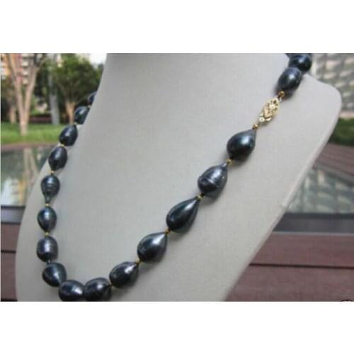 12-14 MM TAHITIAN NATURAL SOUTH SEA BLACK PEARL NECKLACE