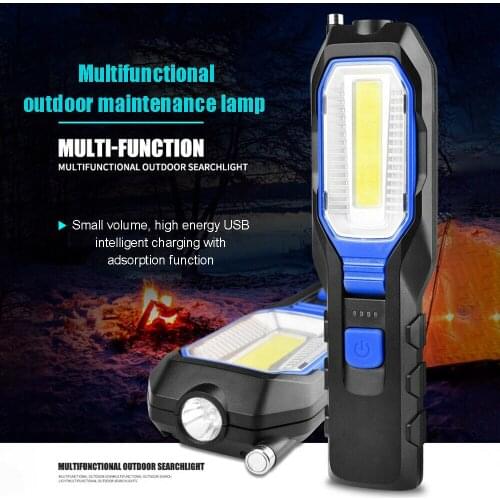 COB LED Work Light Adjustable Inspection Lamp Magnetic Hand Torch USB Rechargeable Camping Lantern With Hook Magnet Pick Tools