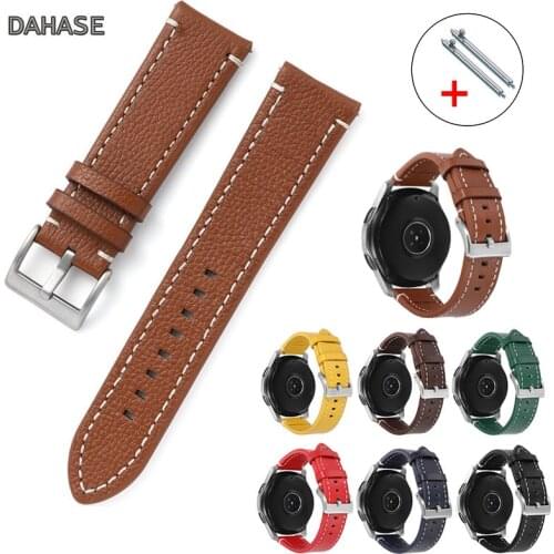 18mm 19mm 20mm 21mm 22mm 24mm Watchband Soft Lychee Grain Genuine Leather Watch Band Wrist Strap Silver Metal Buckle Bracelet