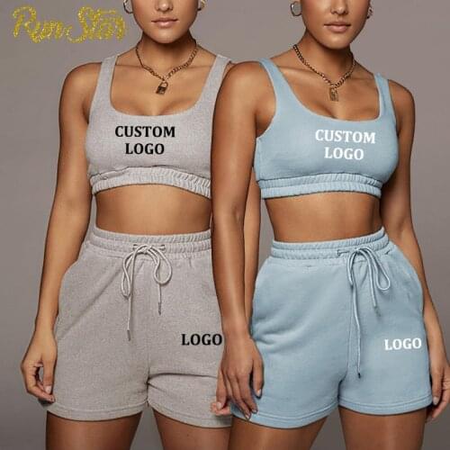 RunStar Custom Logo Summer Tracksuit Women Yoga Set Gyms Sportwear Bra With Shorts Running Sports Short Fitness Suit Girls Short