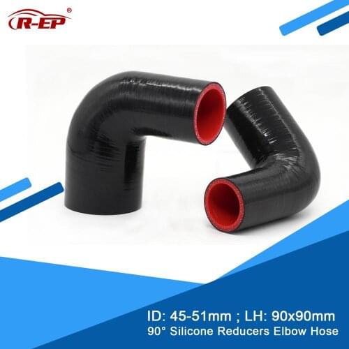 R-EP 90 degrees Reducer Silicone Elbow Hose 45-51MM New Silicone Air Intake Pipe for Radiator Tube High Temperature Flexible