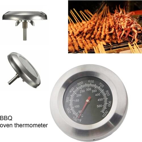 1Pc 500 ℃ 1000℉ Degree Roast Barbecue BBQ Smoker Grill Thermometer Temp Gauge Dia 3" Outdoor Stainless Steel BBQ Thermometer