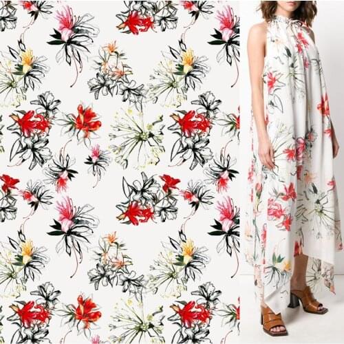 European G brand new spring/summer custom printed fabrics Lily pattern fabric factory stores support G logo customization