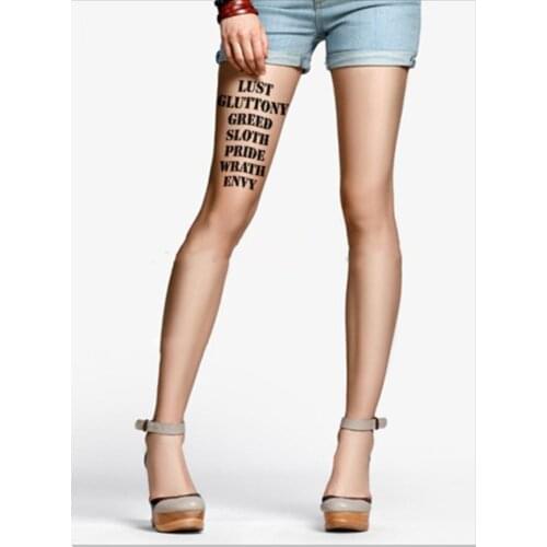 Thin Pantyhose Tattoo Letters Printed Stockings Fishnet New Sexy Direct Selling Real Arrival Letter Medias Pantis Woman Female