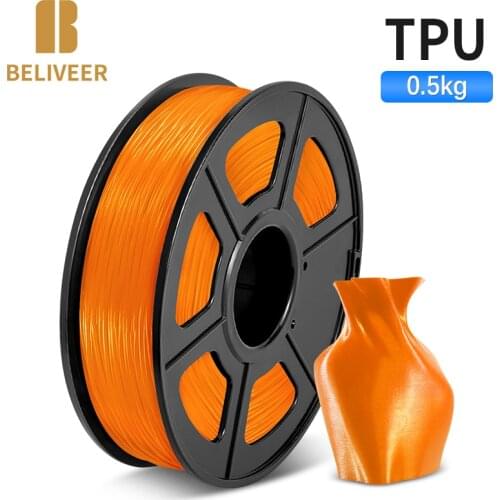 TPU 3D Printer Filament 0.5 KG 1.75 MM Refills Bendable Non-Toxic Fast Shipping Gift Printer Handles Pen DIY BELIVEER 3D