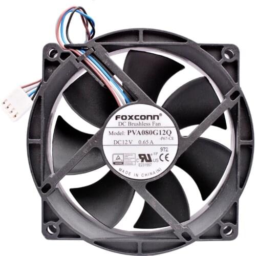 PVA080G12Q 8cm 8025 80mm fan 80x80x25mm DC12V 0.65A 4 lines chassis CPU gale cooling fan