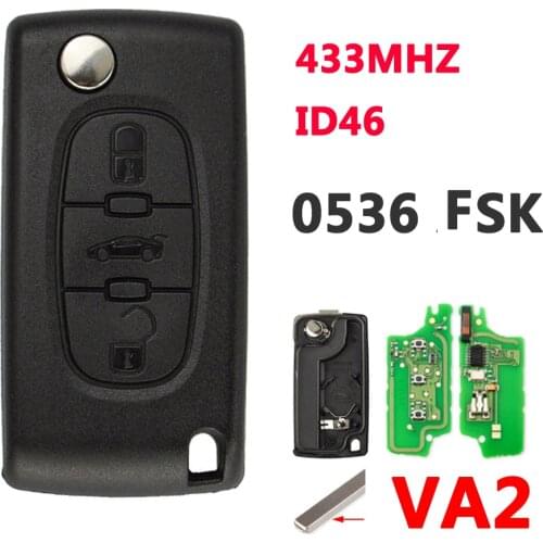 XNRKEY 3B Flip Key For Peugeot Citroen Blade VA2 0536 FSK