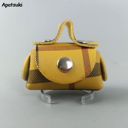 Yellow Lady Plaid Leather Bag Dolls Accessories For Barbie Blyth 1/6 BJD Doll Purse Shopping For Barbie Blythe Kids & Baby Toy