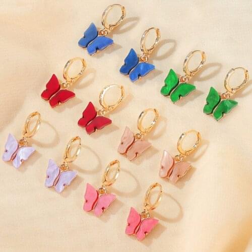 Super Fairy Butterfly Colorful Dangle Earrings for Women Gold Color Sweet Earring Female 2020 Fashion Jewelry Simple New Gift