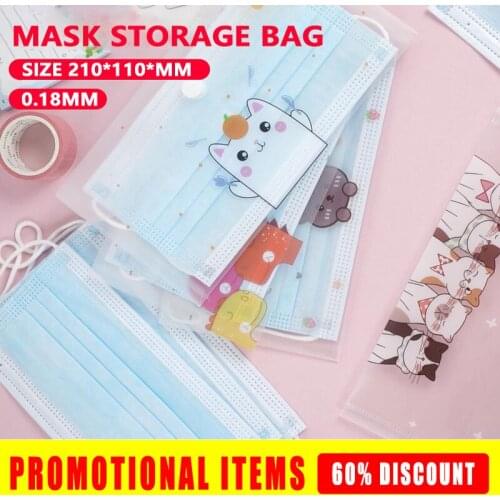 1PC Cartoons Mask Cover Bag Portable Facemask Holder For Face Mask Storage Box Case Masks Clip Supplies Promotional Items New