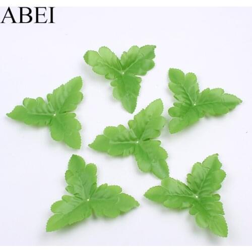100pcs/lot Artificial Silk Green Leaf DIY Flower Arrangement for Wedding Party Scrapbook Decoration Handmade Craft Fake Leaves