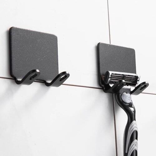 2 Pcs No hole shaving rack storage hook wall mens shaving rack bathroom shaving rack wall accessories Bathroom Accessories