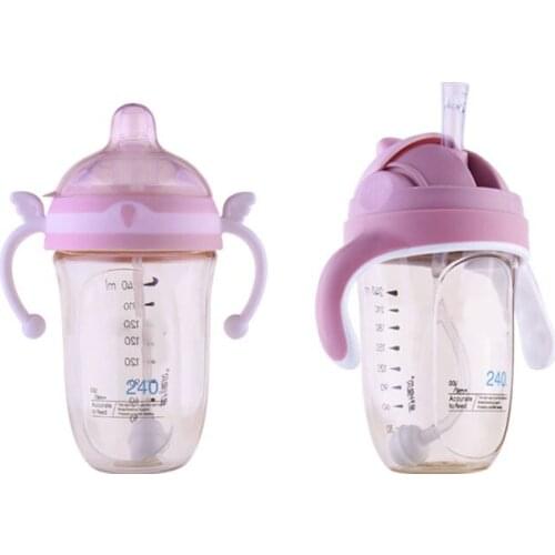 2020 Dual Use Baby Bottle Straw Style Drinking Cup Anti-choking Fall Resistant Feeding Nursing Bottle