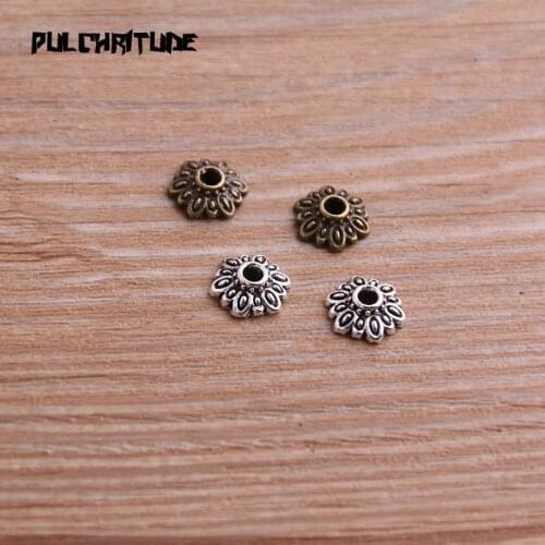 60pcs 8*9mm Two Color Receptacle Hollow Small Flower DIY Spaced Jewelry Accessories Charms For Jewelry Making