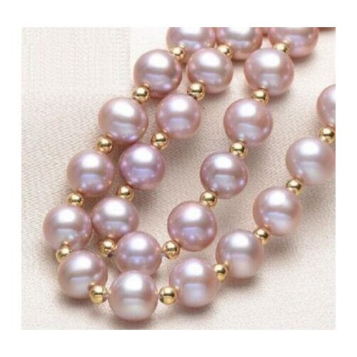 Free shipping GENUINE NATURAL 9-10MM PURPLE PEARL NECKLACE