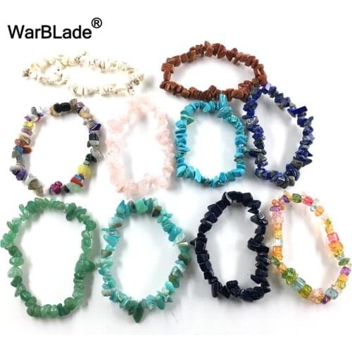 WarBLade 10pcs Natural Stone Bracelet Chip beads Nuggets Amazon Crystal Coral Quartz Beads Bracelets Bangles For Women Jewelry