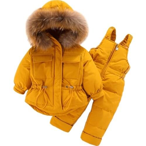 Children down jacket set boys and girls ski jacket 2 piece thick