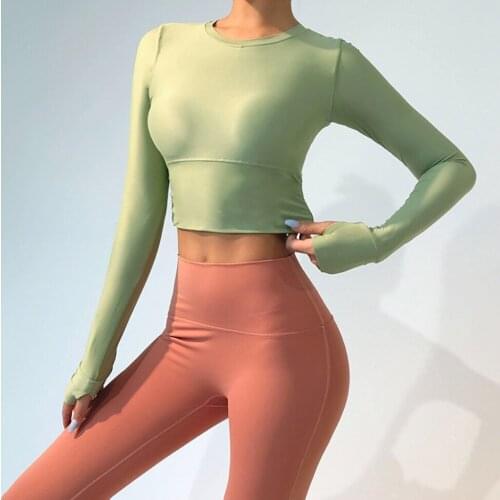 Smooth Textile Sport Top Yoga Womens Long-sleeve Shirt Workout Crop Tops Fitness Gym Clothes Sports Training Sportswear
