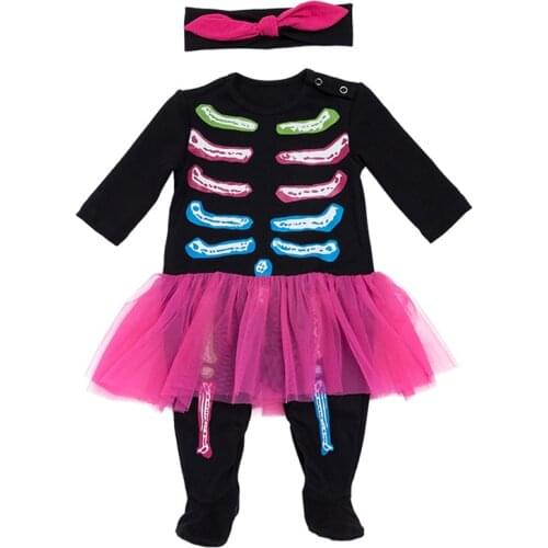 Halloween Baby Girl Romper Baby Kids Skeleton Ghost Costume Halloween Masquerade Party Demon Role Cosplay Clothes