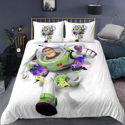 Walt Disney Toy Story Buzz Lightyear Bedding Set White Duvet Quilt Cover Pillowcase Children Bedroom Decoration Home Textile