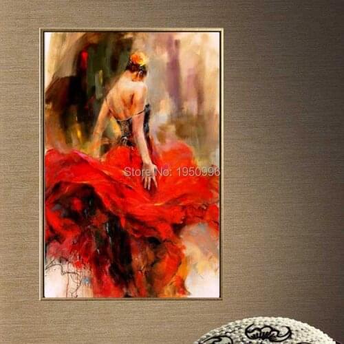 Red Skirt 100% Hand Painted Sexy Naked Girls Chinese Sexy Girl Nude Women Oil Painting On Canvas Hot Dancing Girl Photo Sex