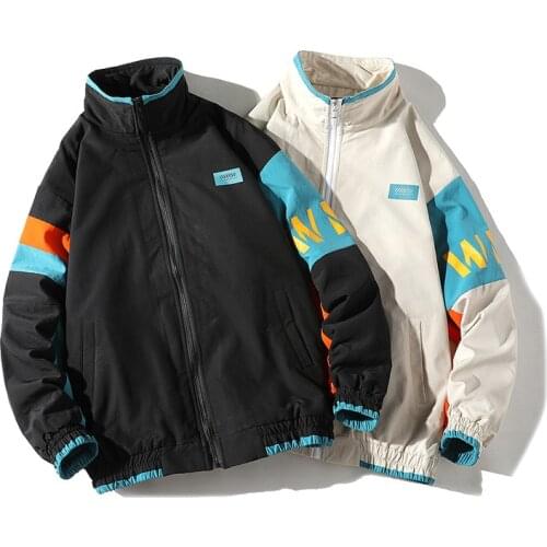 Men Hip Hop Streetwear Jacket Patchwork Stand Collar Jacket Zipper Men Autumn Spring Coat Oversized Jacket Men Casaco Masculino