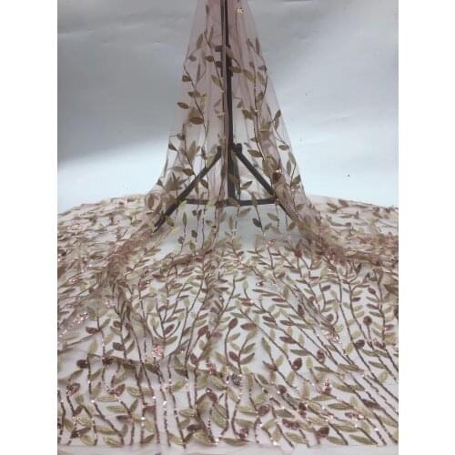 Fashion African Lace Fabric High Quality French Embroidered Tulle Lace Fabric with Sequins 5 Yards/lot XXL-095