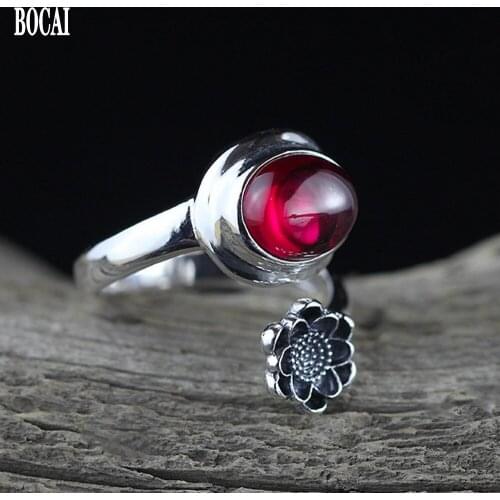 S925 sterling silver jewelry fashion Seiko red corundum ring