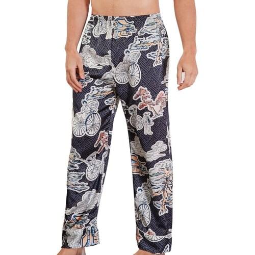 Men Sleep Bottoms Satin Sleepwear Soft Nightgown Pants Pajama Panties Male Lounge Night Wear