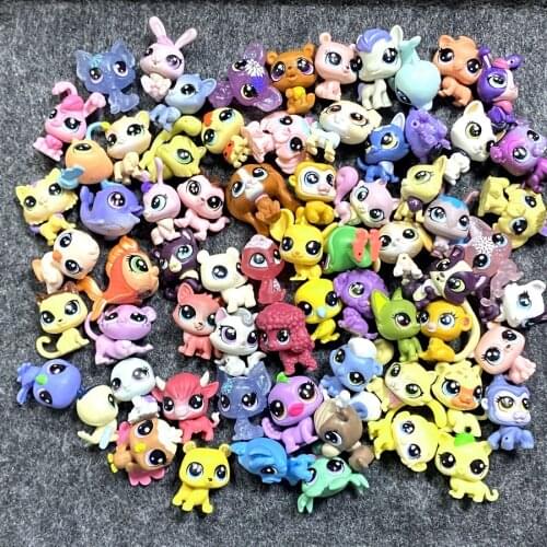 Random 7PCS Little Pet Shop Littlest LPS Kitten Dog Puppy Rabbit Bunny Cat Monkey Mini Animals Interactive Figures Kids Toy