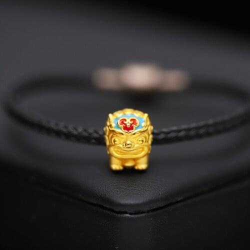 New Arrival Pure 24K Yellow Gold Bracelet Women 999 Gold Lion Bracelet