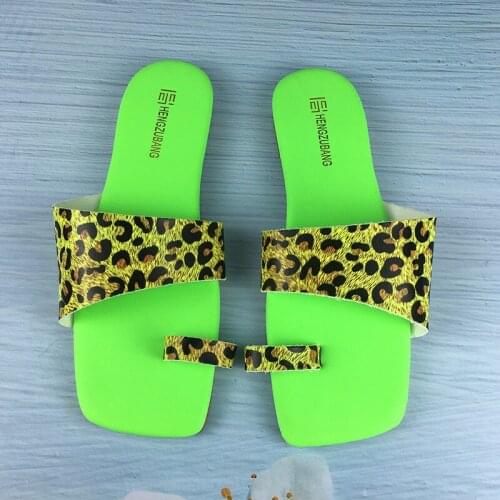 Shoes for Women 2021 Square Toe Sandals Casual Slippers Fashion Leopard Print Shoes female slippers Flip-Flops Plus Size 41