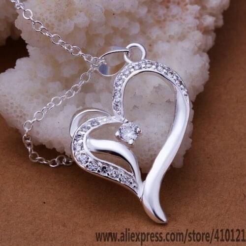 P312_2 Hot Free Shipping Silver Plated Fine Jewelry,Wholesale -Sterling-Silver Charms Fashion Pendant Insets Crooked Heart