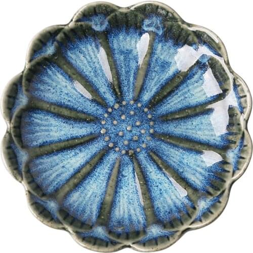Variable Glaze Dessert Plate Ceramic Sauce Bowl Flower Shape Snack Dishes Fruit Sushi Small Plates Platos De Ceramica
