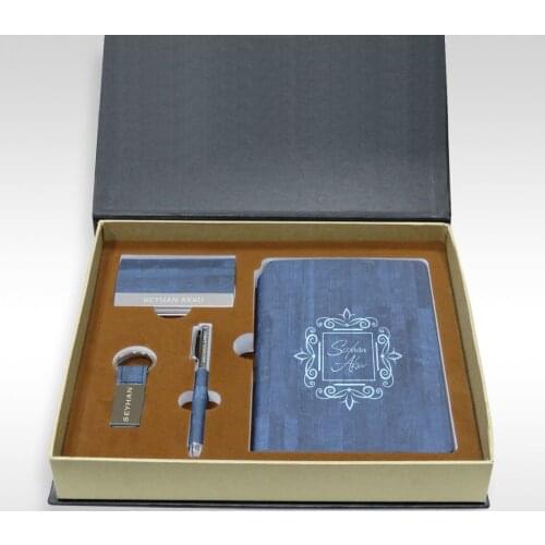 Personalized VIP Notebook Pen Karvizitlik Keychain Set
