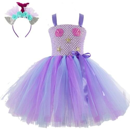 Mermaid Dress Girls Toddler Baby Girls Tutu Dresses for Cosplay Party Clothes Princess Dress Starfish Dress Girls Winter Dress