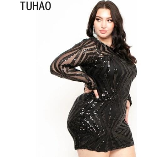 TUHAO 2020 Spring Big Size 5XL 4XL 3XL Dress Women ELEGANT Sexy Party Dresses Ladies Mini Dresses Nightclub Party Dress WM123