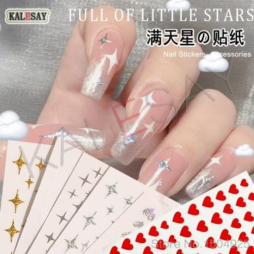 Popular Nail Art Stickers Love Heart Star Light Letter Manicure Design Nail Accessories Self Adhesive Decoration Nail Stickers