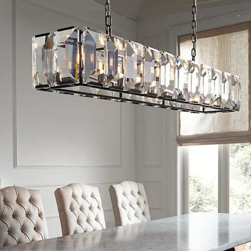 Rectangular Large crystal Chandelier lamp for Restaurant Cafe lighting living room long crystal Bar hanging Lamp dining Lights