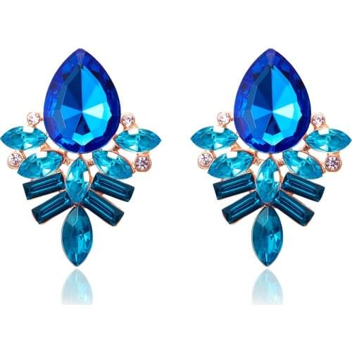 NEW Women Fashion Jewelry Style Blue/Black/Pink Earrings Handmade Rhinestone sweet stud crystal Dangle earrings for women girl