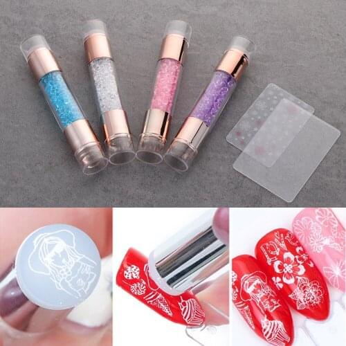 3pcs Dual-ended Silicone Nail Stamper Scraper Set For Stamping Plate Clear White Stamper Polish Print Manicure Image Stencil Too