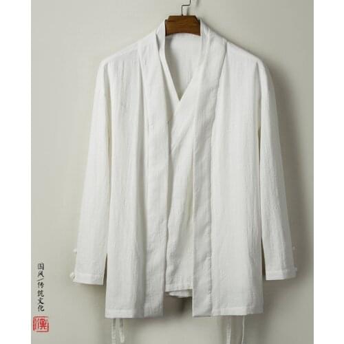 Spring Autumn Traditional Chinese Clothing For Men Cotton Linen Jacket Kung Fu Tai Chi Master Costume Male Chinese Coat CN-102