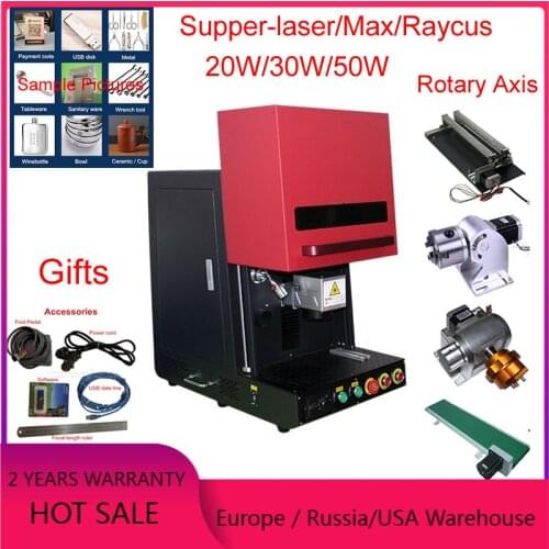 Closed Fiber Laser Nameplate Marking Machine Raycus For Metal Iron Stainless Steel Gold Silver With Electrical Lift Function